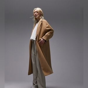 Topshop Petite unlined chuck-on coat in camel